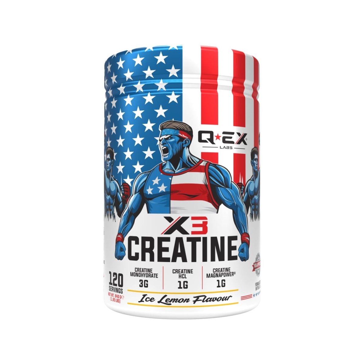 Qex Labs Creatine X3 840 Gr 120 Servis Limon Aromalı - THE SUPPLEMENT STORE