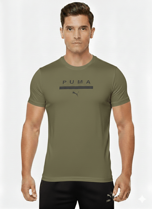 Puma Göğüs Baskılı Nefes Alan Kumaş Spor Haki Yeşili Tişört - THE SUPPLEMENT STORE