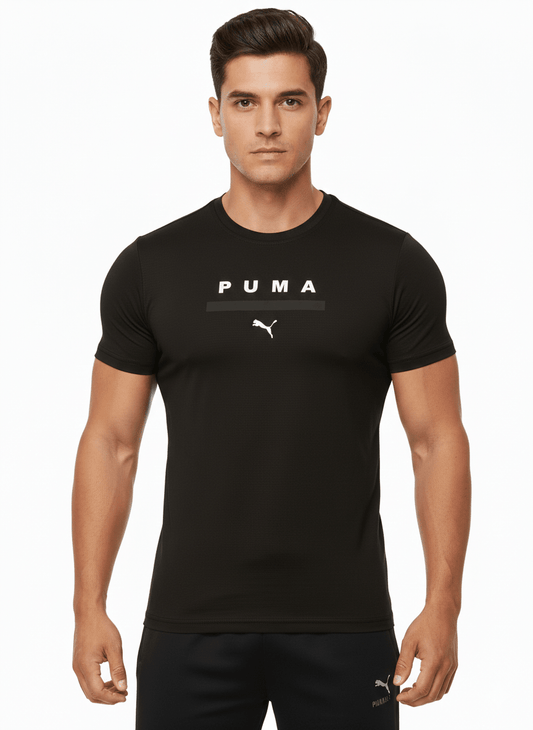 Puma Göğüs Baskılı Nefes Alan Kumaş Spor Siyah Tişört - THE SUPPLEMENT STORE