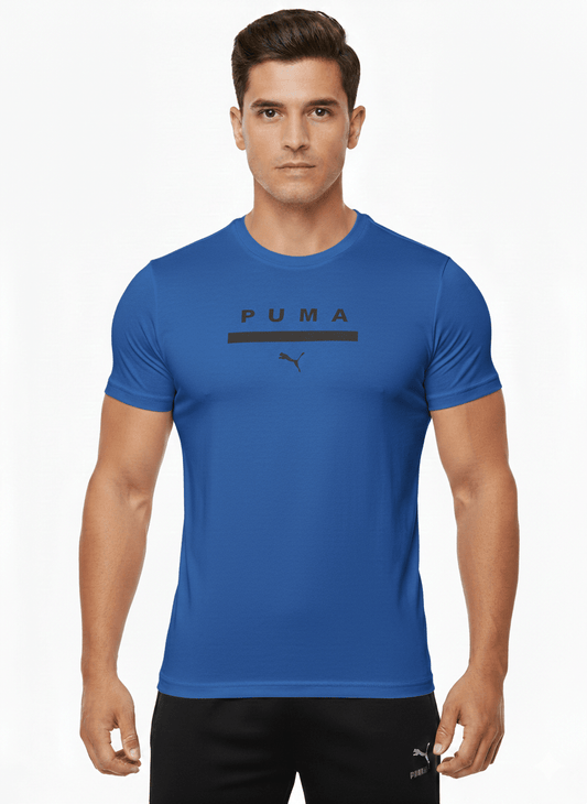 Puma Göğüs Baskılı Nefes Alan Kumaş Spor Mavi Tişört - THE SUPPLEMENT STORE