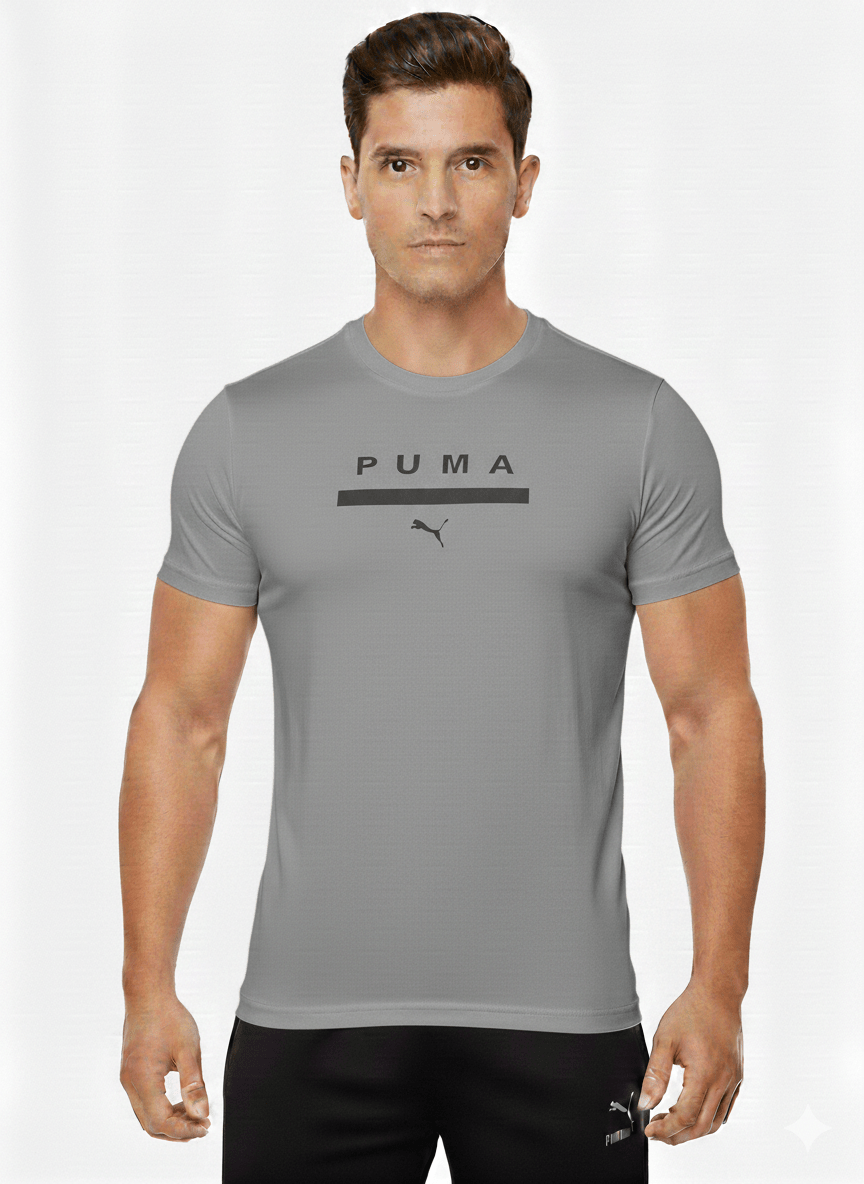 Puma Göğüs Baskılı Nefes Alan Kumaş Spor Açık Gri Tişört - THE SUPPLEMENT STORE