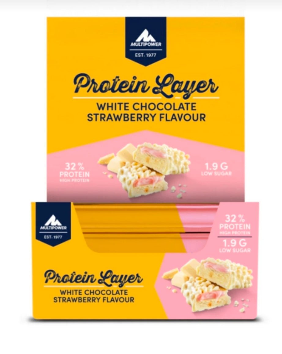 Multipower Protein Layer Bar 18 Adet - Beyaz Çikolata & Çilek Aromalı - Düşük Şeker - THE SUPPLEMENT STORE