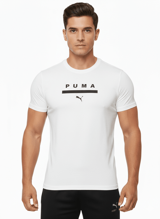 Puma Göğüs Baskılı Nefes Alan Kumaş Spor Beyaz Tişört - THE SUPPLEMENT STORE