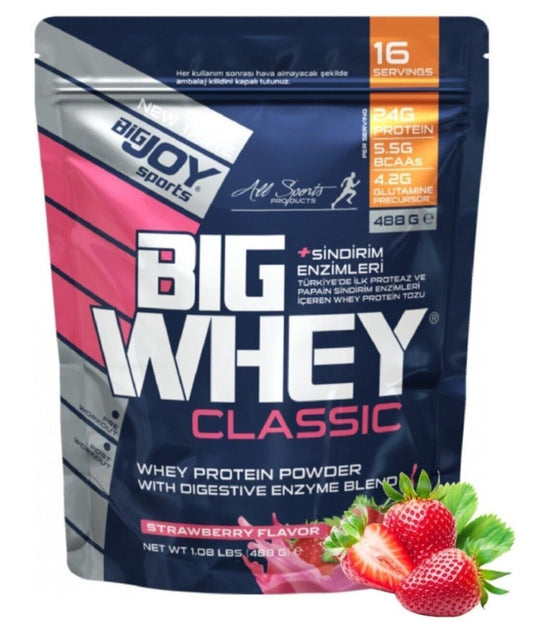 BIG JOY Sports Doypack BIGWHEY Whey Protein ÇİLEK 488 Gram - THE SUPPLEMENT STORE