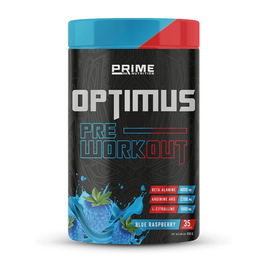 Prime Nutrition Optimus Pre - Workout 490 gram Blue Raspberry - THE SUPPLEMENT STORE