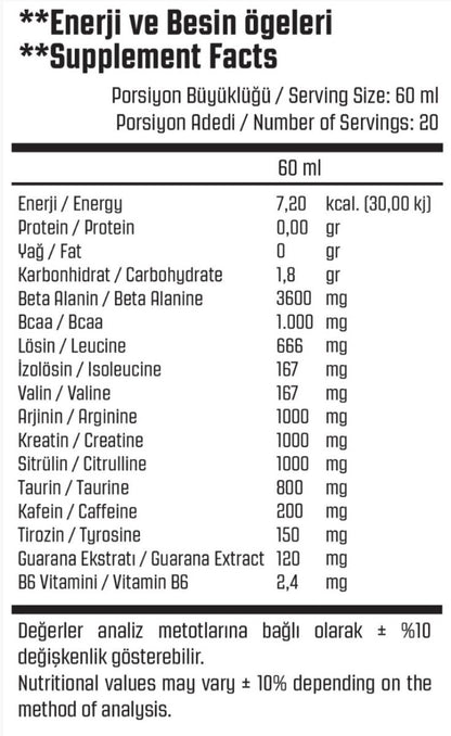 PTGO NUTRITION Pre - Workout 20x60mL Shot Yaban Mersini - THE SUPPLEMENT STORE