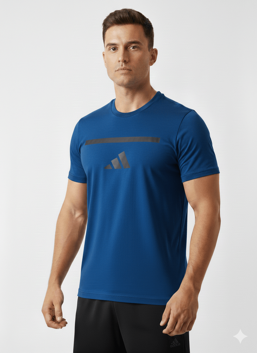 Adidas Göğüs Baskılı Nefes Alan Kumaş Mavi Tişört (5'li Set S - M - L - XL - XXL) - THE SUPPLEMENT STORE