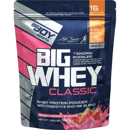 BIG JOY Sports Doypack BIGWHEY Whey Protein ÇİLEK 488 Gram - THE SUPPLEMENT STORE